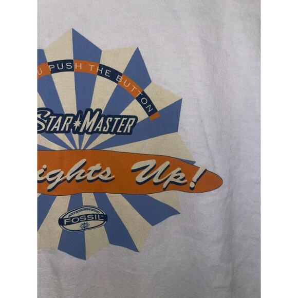 Vintage Fossil Shirt Star Master Push The Button Lights Up Promo Tee 90s Medium - Picture 3 of 9